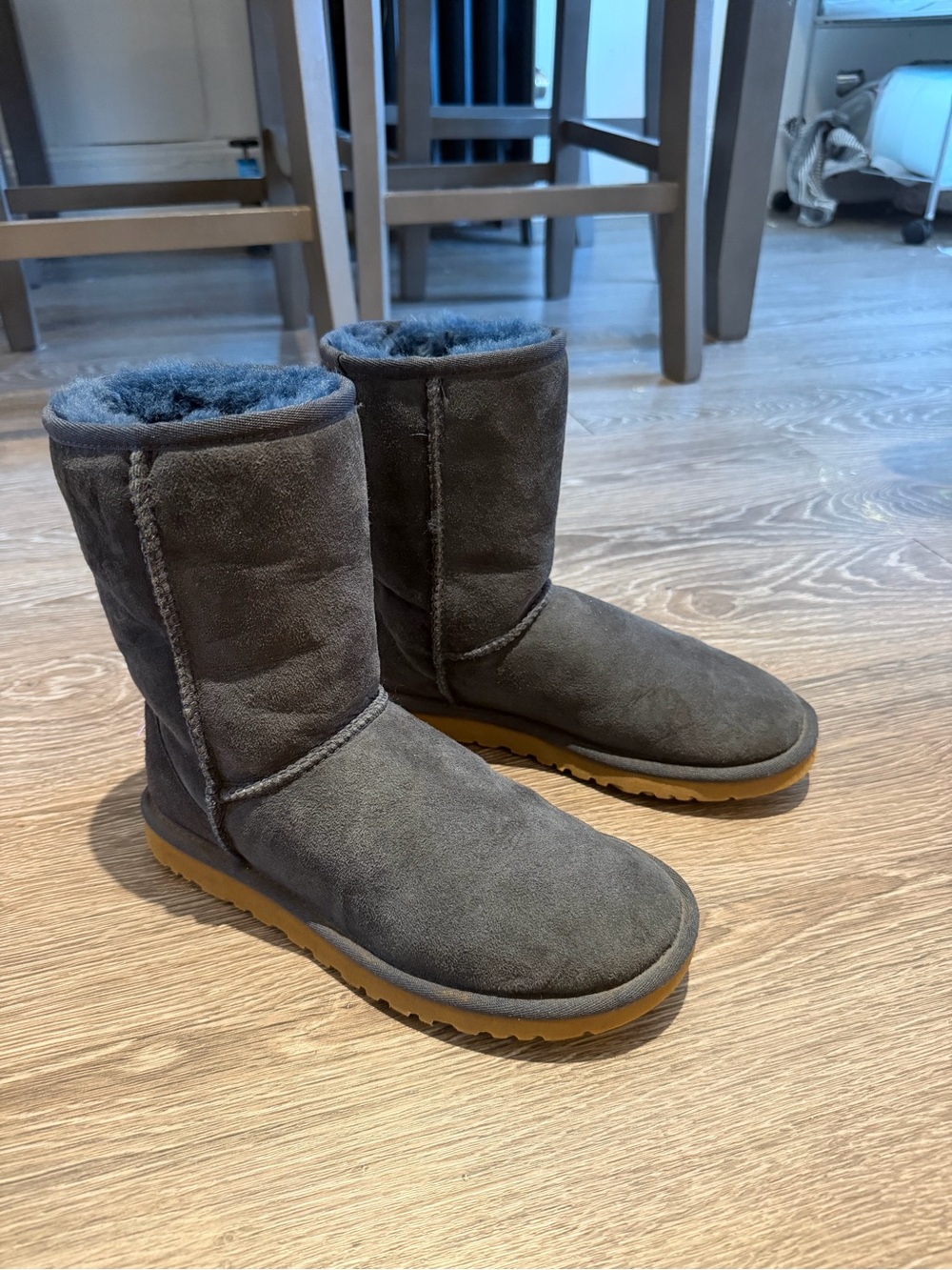 UGG Women's Charcoal Suede Shearling Mid-Calf Boots